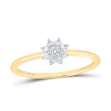 Load image into Gallery viewer, 10K Yellow Gold Diamond Flower Fashion Women's Ring 1/10 Cttw - Splendid Jewellery