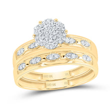 Load image into Gallery viewer, 10K Yellow Gold Diamond Flower Trio Ring Set 1/4 Cttw - Splendid Jewellery