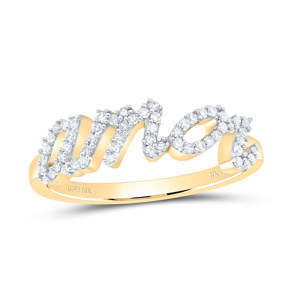 10K Yellow Gold Diamond Gift Amor Ring 1/5 Cttw - Splendid Jewellery