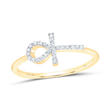Load image into Gallery viewer, 10K Yellow Gold Diamond Gift Ankh Cross Ring 1/10 Cttw - Splendid Jewellery
