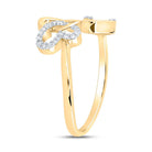 10K Yellow Gold Diamond Gift Butterfly Heart Ring 1/10 Cttw - Splendid Jewellery
