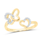 10K Yellow Gold Diamond Gift Butterfly Heart Ring 1/10 Cttw - Splendid Jewellery