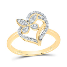 Load image into Gallery viewer, 10K Yellow Gold Diamond Gift Butterfly Heart Ring 1/4 Cttw - Splendid Jewellery