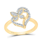 10K Yellow Gold Diamond Gift Butterfly Heart Ring 1/4 Cttw - Splendid Jewellery