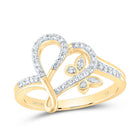 10K Yellow Gold Diamond Gift Butterfly Heart Ring 1/5 Cttw - Splendid Jewellery