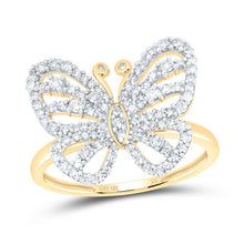 Load image into Gallery viewer, 10K Yellow Gold Diamond Gift Butterfly Ring 1/2 Cttw - Splendid Jewellery