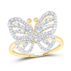 10K Yellow Gold Diamond Gift Butterfly Ring 1/2 Cttw - Splendid Jewellery
