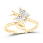 10K Yellow Gold Diamond Gift Butterfly Ring 1/20 Cttw - Splendid Jewellery