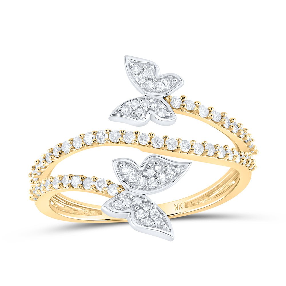10K Yellow Gold Diamond Gift Butterfly Ring 1/3 Cttw - Splendid Jewellery