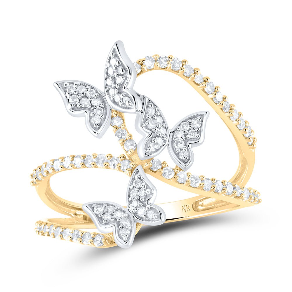 10K Yellow Gold Diamond Gift Butterfly Ring 3/8 Cttw - Splendid Jewellery
