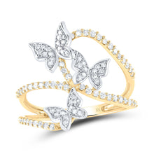 Load image into Gallery viewer, 10K Yellow Gold Diamond Gift Butterfly Ring 3/8 Cttw - Splendid Jewellery