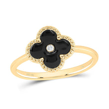 Load image into Gallery viewer, 10K Yellow Gold Diamond Gift Clover Ring 0.012 Cttw - Splendid Jewellery