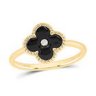 10K Yellow Gold Diamond Gift Clover Ring 0.012 Cttw - Splendid Jewellery