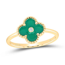Load image into Gallery viewer, 10K Yellow Gold Diamond Gift Clover Ring 0.012 Cttw - Splendid Jewellery