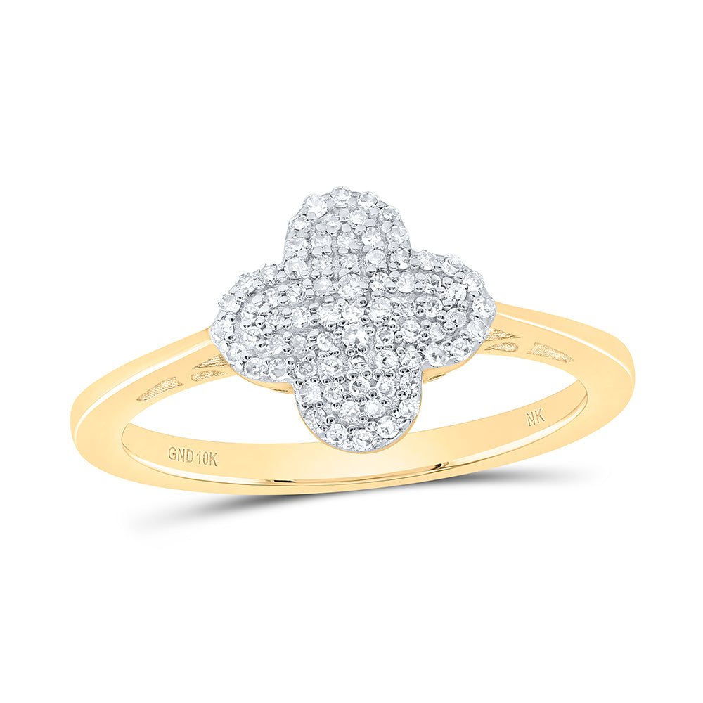 10K Yellow Gold Diamond Gift Clover Ring 1/5 Cttw - Splendid Jewellery