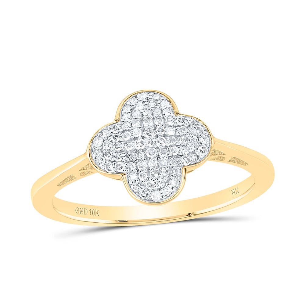 10K Yellow Gold Diamond Gift Clover Ring 1/5 Cttw - Splendid Jewellery