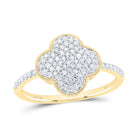 10K Yellow Gold Diamond Gift Clover Women's Ring 1/3 Cttw - Splendid Jewellery