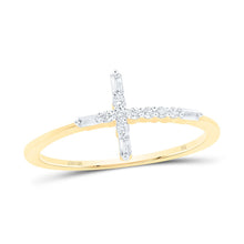 Load image into Gallery viewer, 10K Yellow Gold Diamond Gift Cross Ring 1/10 Cttw - Splendid Jewellery