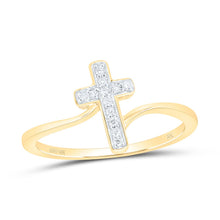 Load image into Gallery viewer, 10K Yellow Gold Diamond Gift Cross Ring 1/12 Cttw - Splendid Jewellery