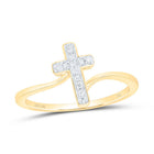 10K Yellow Gold Diamond Gift Cross Ring 1/12 Cttw - Splendid Jewellery