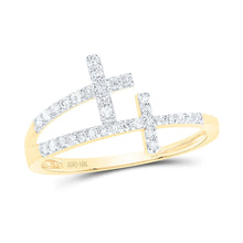 Load image into Gallery viewer, 10K Yellow Gold Diamond Gift Cross Ring 1/5 Cttw - Splendid Jewellery