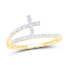 10K Yellow Gold Diamond Gift Cross Ring 1/6 Cttw - Splendid Jewellery