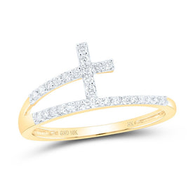 10K Yellow Gold Diamond Gift Cross Ring 1/6 Cttw - Splendid Jewellery