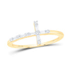 10K Yellow Gold Diamond Gift Cross Ring 1/8 Cttw - Splendid Jewellery