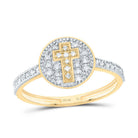 10K Yellow Gold Diamond Gift Cross Ring 1/8 Cttw - Splendid Jewellery