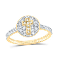 Load image into Gallery viewer, 10K Yellow Gold Diamond Gift Cross Ring 1/8 Cttw - Splendid Jewellery