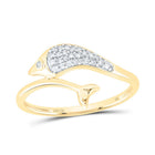 10K Yellow Gold Diamond Gift Dolphin Ring 1/10 Cttw - Splendid Jewellery