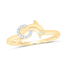 Load image into Gallery viewer, 10K Yellow Gold Diamond Gift Dolphin Ring 1/20 Cttw - Splendid Jewellery