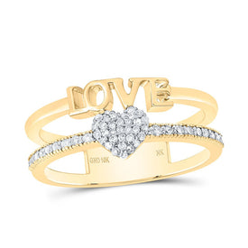 10K Yellow Gold Diamond Gift Heart Love Ring 1/5 Cttw - Splendid Jewellery