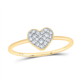 10K Yellow Gold Diamond Gift Heart Ring 1/10 Cttw - Splendid Jewellery