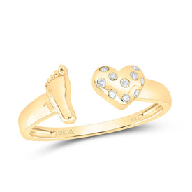 10K Yellow Gold Diamond Gift Heart Ring 1/20 Cttw - Splendid Jewellery
