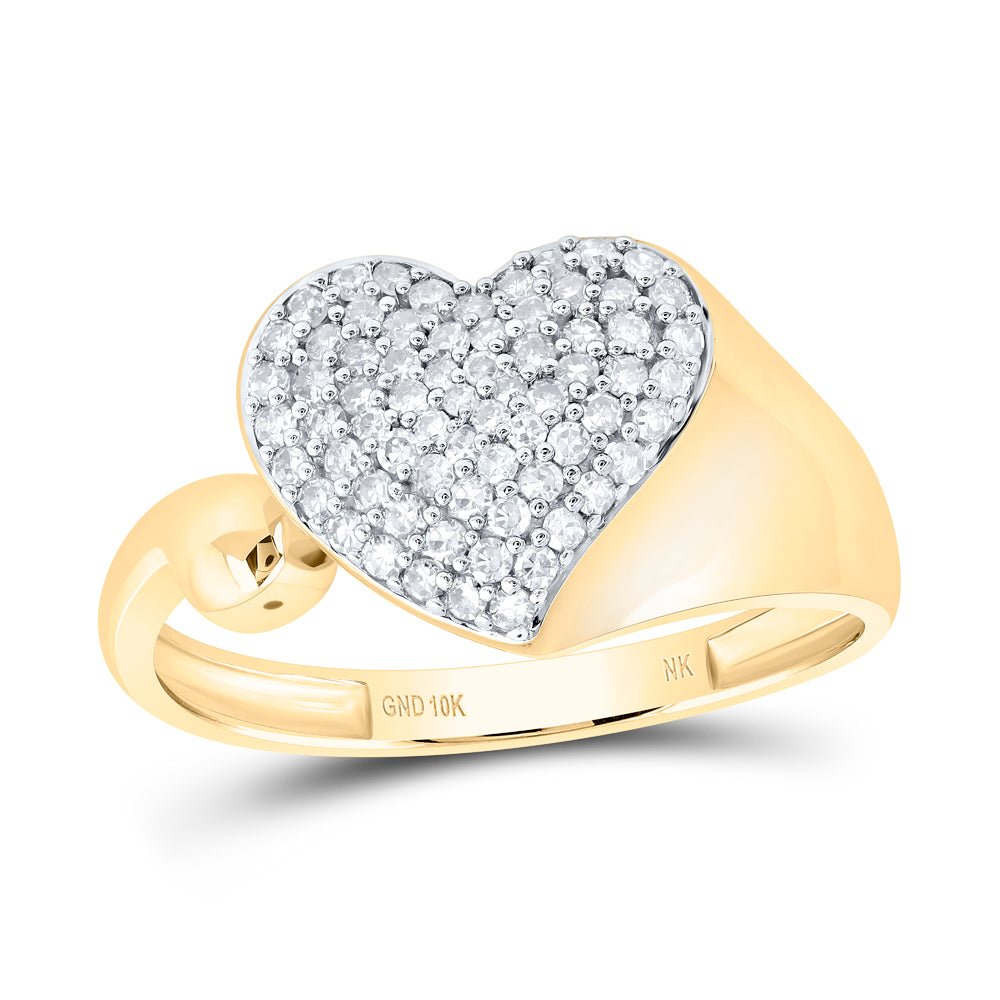 10K Yellow Gold Diamond Gift Heart Ring 1/3 Cttw - Splendid Jewellery