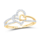 10K Yellow Gold Diamond Gift Heart Ring 1/5 Cttw - Splendid Jewellery