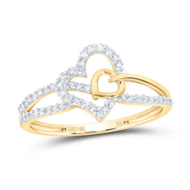 10K Yellow Gold Diamond Gift Heart Ring 1/5 Cttw - Splendid Jewellery