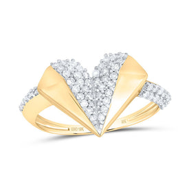 10K Yellow Gold Diamond Gift Heart Ring 3/8 Cttw - Splendid Jewellery