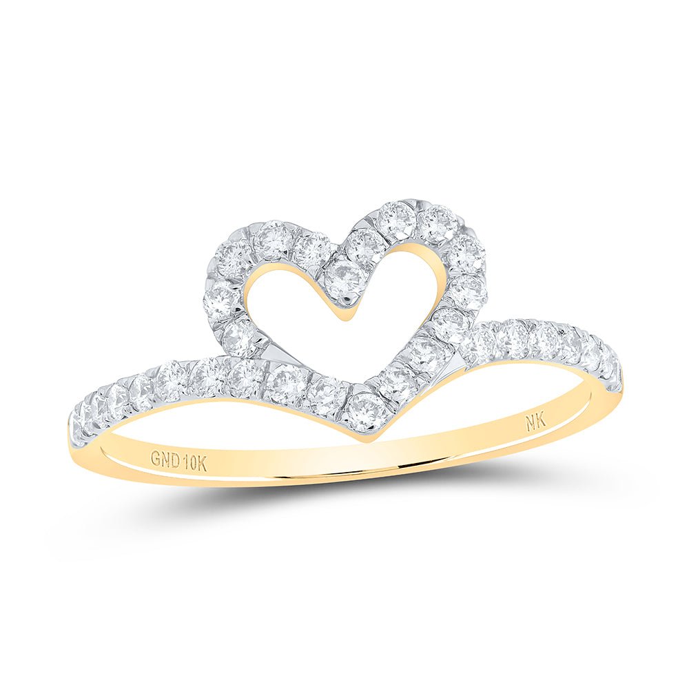 10K Yellow Gold Diamond Gift Heart Ring 3/8 Cttw - Splendid Jewellery