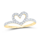 10K Yellow Gold Diamond Gift Heart Ring 3/8 Cttw - Splendid Jewellery