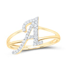 10K Yellow Gold Diamond Gift Initial "A" Women's Ring 1/5 Cttw - Splendid Jewellery