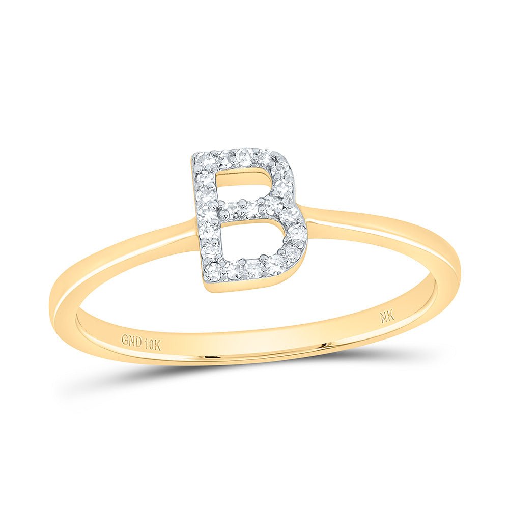 10K Yellow Gold Diamond Gift Initial "B" Ring 1/20 Cttw - Splendid Jewellery