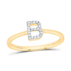 10K Yellow Gold Diamond Gift Initial "B" Ring 1/20 Cttw - Splendid Jewellery