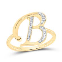 Load image into Gallery viewer, 10K Yellow Gold Diamond Gift Initial "B" Women's Ring 1/10 Cttw - Splendid Jewellery