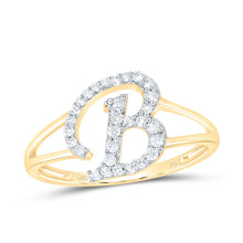 Load image into Gallery viewer, 10K Yellow Gold Diamond Gift Initial "B" Women's Ring 1/5 Cttw - Splendid Jewellery