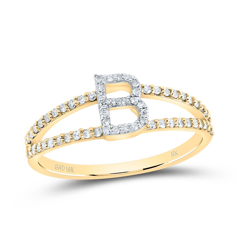 10K Yellow Gold Diamond Gift Initial "B" Women's Ring 1/5 Cttw - Splendid Jewellery