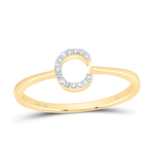Load image into Gallery viewer, 10K Yellow Gold Diamond Gift Initial "C" Ring 1/20 Cttw - Splendid Jewellery