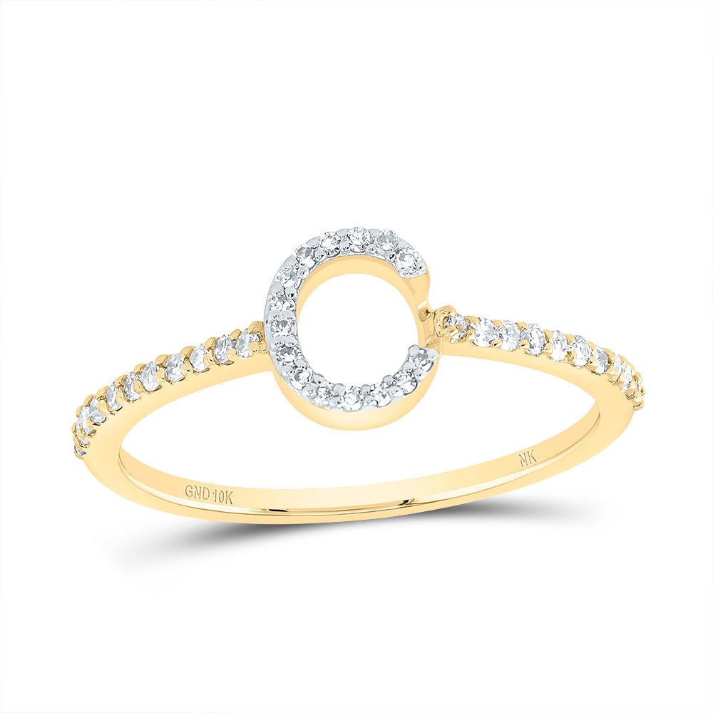10K Yellow Gold Diamond Gift Initial "C" Ring 1/6 Cttw - Splendid Jewellery