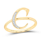 10K Yellow Gold Diamond Gift Initial "C" Women's Ring 1/20 Cttw - Splendid Jewellery